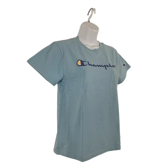 Champion Short Sleeve Blue Logo T-Shirt Womens Medium - Picture 2 of 11